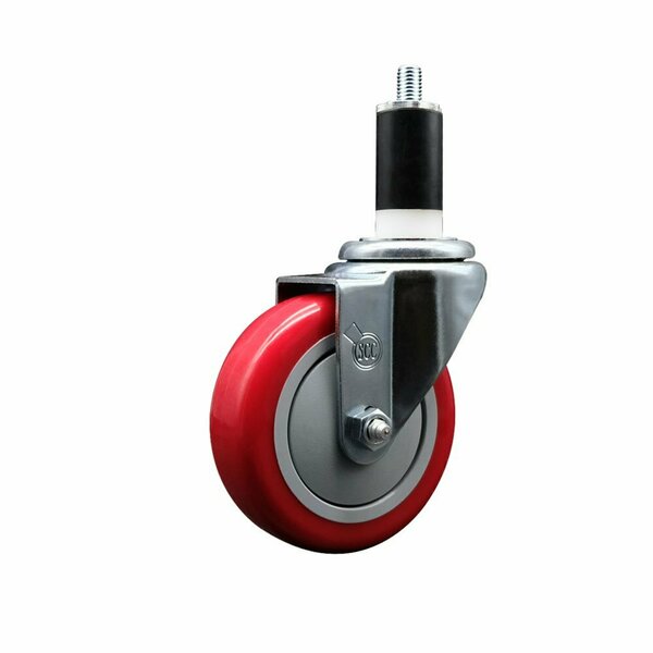 Service Caster 4'' Red Poly Wheel Swivel 1-3/8'' Expanding Stem Caster SCC-EX20S414-PPUB-RED-138